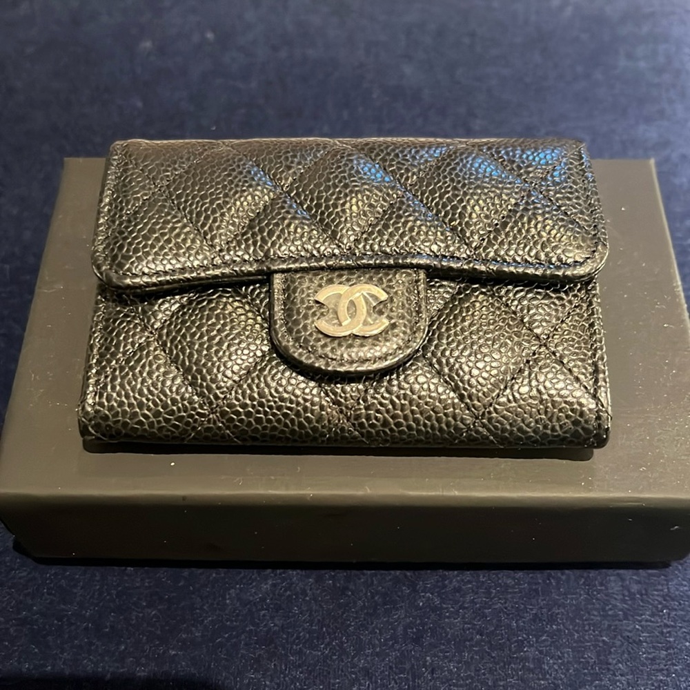 Chanel card holder black caviar NEW w/tags